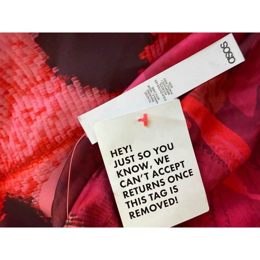 ASOS DESIGN Floral Satin Drape Detail Maxi Dress Pink Red 6 NWT Barbiecore Bold - Picture 7 of 9